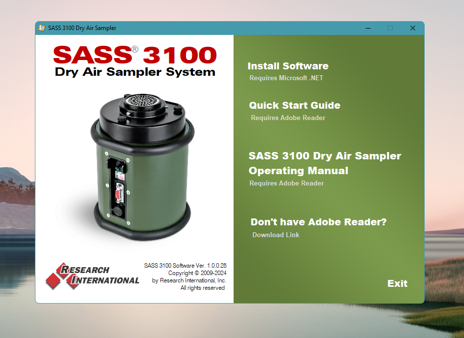 The SASS 3100 ships with a software installer on a USB drive.